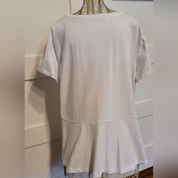 IsaacMizrahiLive! Short Sleeve Peplum Tee-White - Picture 2 of 6